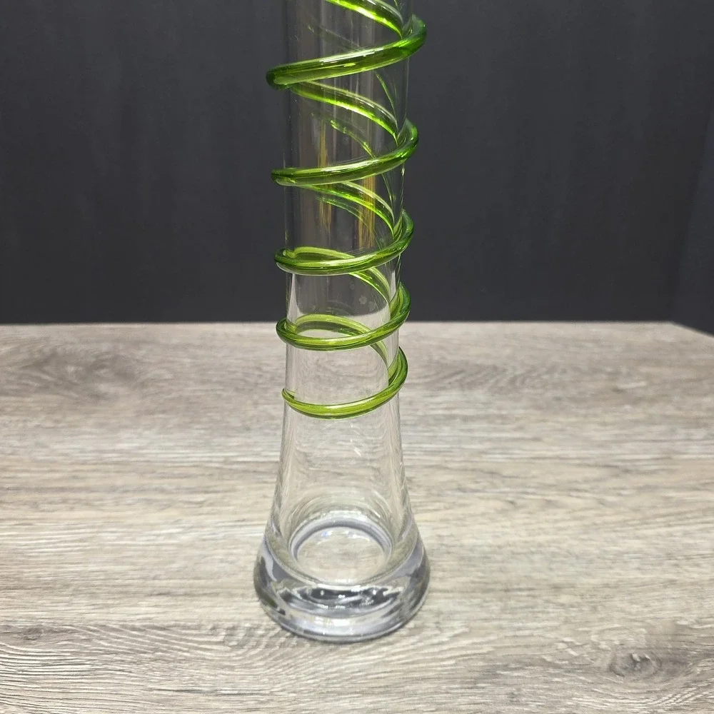 Tall Clear/Green Swirl Vase (19.75